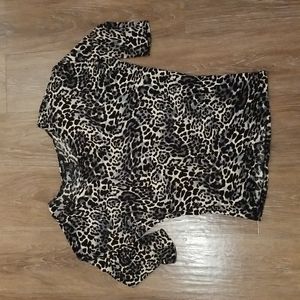 (S) Forever 21 100% Rayon Cheetah/Leopard Print ¾ Sleeve Casual Top Loungewear